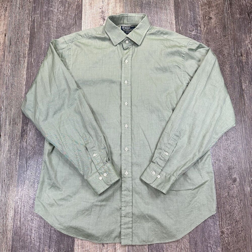 Vintage‎ Polo Ralph Lauren Regent Shirt Mens XL 17.5 Green Classic Fit Button-Up